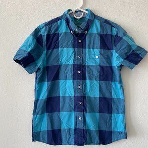 Medium Slim Fit Blue Checkered American Eagle Button Down Shirt